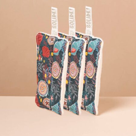 lot d'éponges lavables en coton bio certifié GOTS